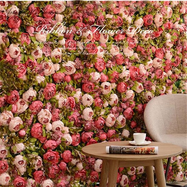 40 60 cm HI-Q flor artificial painel de parede Milão turf festa DIY decoração de fundo de casamento rosa hortênsia peônia 10pcs lot288L