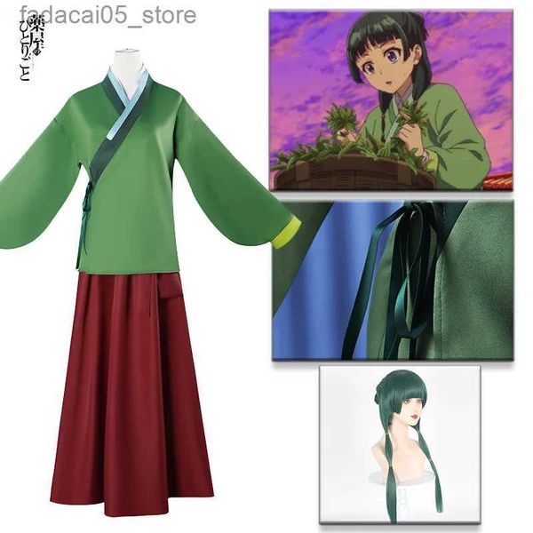 Tema Traje Maomao Cosplay Venha Peruca Anime O Boticário Diários Vestido Saia Verde Top Hairpin Kusuriya No Hitorigoto Halloween para Mulheres Q240130