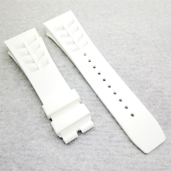Cinturino per orologio bianco da 25 mm Cinturino in caucciù con chiusura pieghevole da 20 mm per RM011 RM 50-03 RM50-01232S