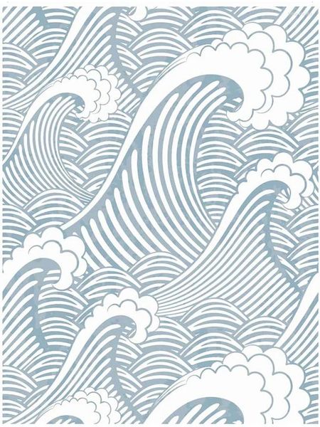 Wallpapers casca e vara pintura à mão sem costura azul ondas brancas spray auto-adesivo pré-pastado impermeável papel de parede mural decoração de casa