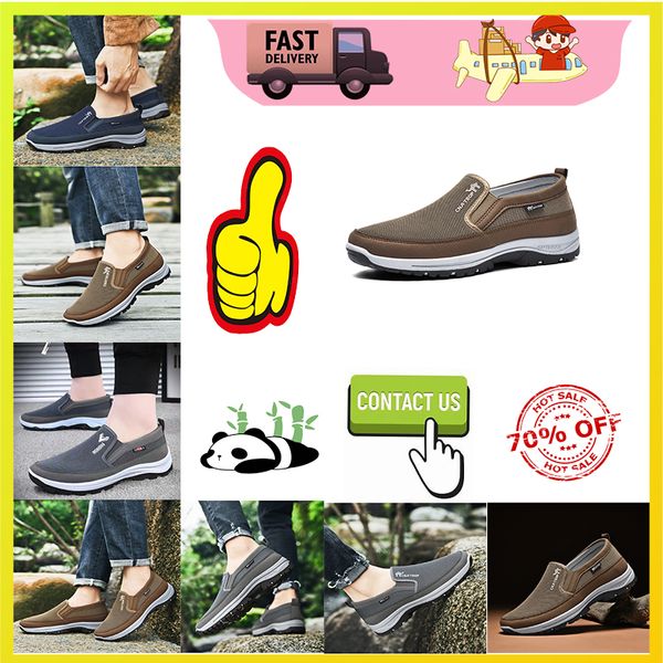 Sapatos de designer de plataforma casual para homem de meia idade Caminhada rápida Bordado de outono Confortável resistente ao desgaste Anti derrapante sola macia tênis de trabalho