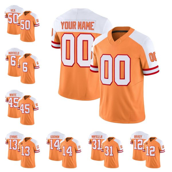 Erkeklerin Tampa'''bay'''buccaneers''tom Brady Mike E Custom 2023 F.U.S.E. Beyaz/Altın 4 Yıldızlı C Yama Gerileme Sınırlı Futbol Ed Jersey