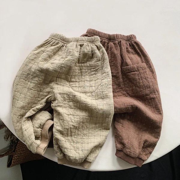 Pantolon Sonbahar Çift Katmanlı Pamuklu Çocuk Retro Koreli Erkek ve Kızlar Günlük Gevşek Pantolon Yumuşak Pantolon WTP154