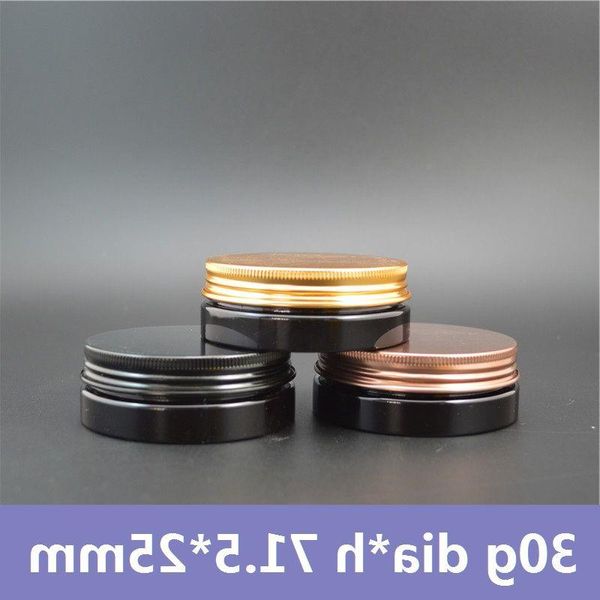 50 teile/los 30g Ganz Schwarz Lichtdicht Dunkel Glänzend Low Profile Dickwandige PET Wachs Gläser Weithals Einmachglas deckel Sbxvm