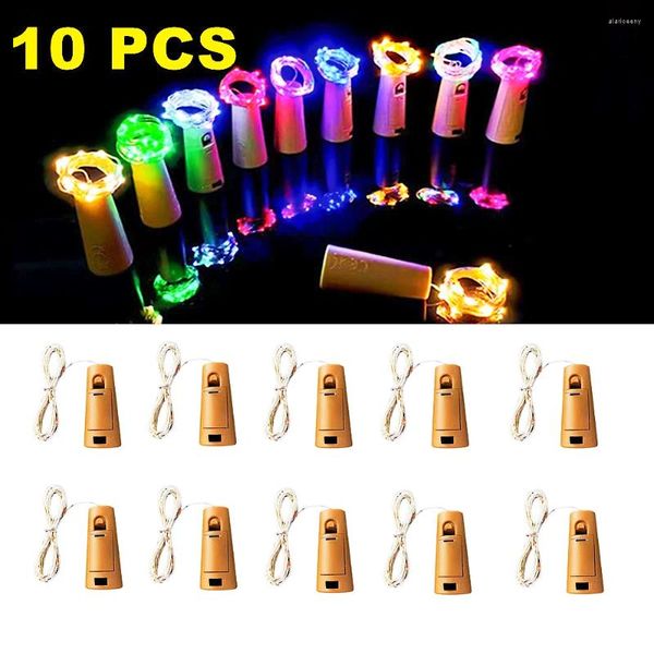 Dizeler 10 PCS Şarap Şişesi Işıkları Cork LED İpi Dize Pil Peri Çelenk Noel Partisi Düğün Dekorasyonu