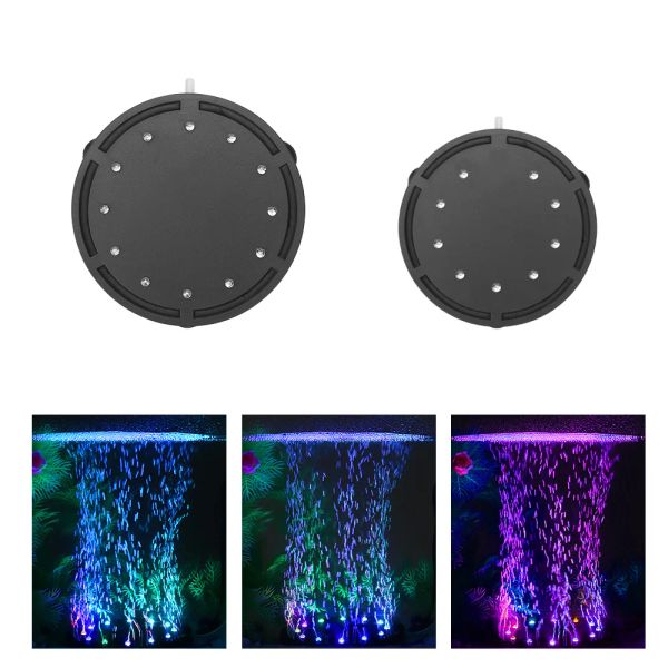 Illuminazione acquario colorato Luce a LED aerazione disco bolla luce lampada paesaggistica Lampada subacquea a LED acquario Piante acquatiche luce di corallo