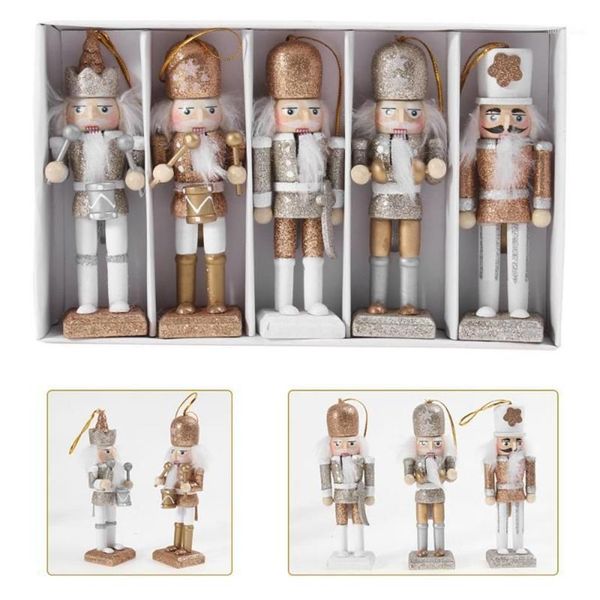 1 Set Weihnachten Holz Puppe Dekor Weihnachten Nussknacker Puppe Anhänger Kreative Glitzernde Ornament für Party Shop Hom12440