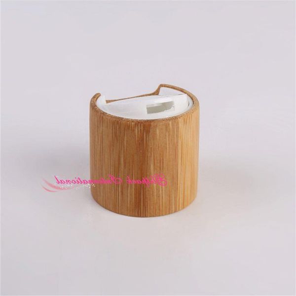 R24 tampa de bambu tampa de tampa superior de disco de plástico liso para gel de banho ou loção corporal dispensando garrafa de plástico de luxo ecológica kkjba
