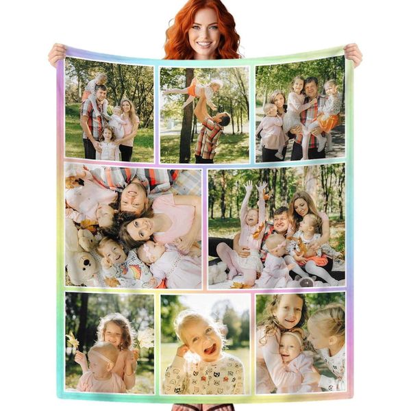 Cobertor personalizado com texto e fotos personalizadas, presentes de aniversário para mamãe, papai, famílias, namorado, namorada, crianças, cobertor de natal