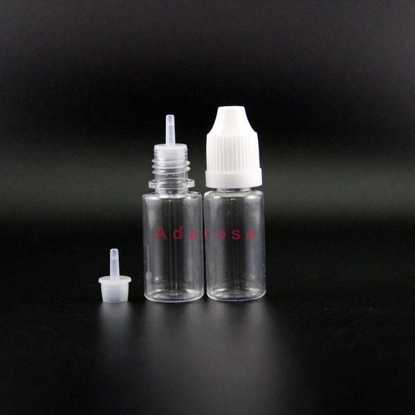 10 ml PET-Tropfflaschen aus Kunststoff, 100 Stück/Lot, mit kindersicheren Sicherheitskappen und Nippeln. Hochtransparente Dose Squeeze hat Regenbogenkappen Ufwa