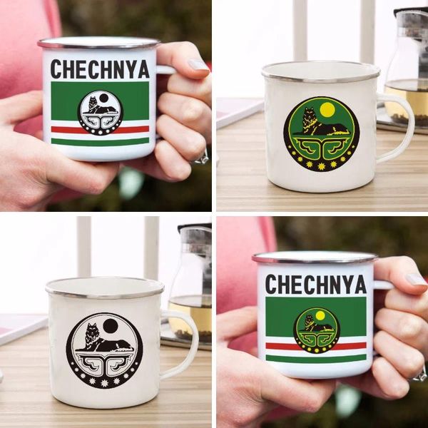 Canecas Chechênia República Esmaltada Caneca de Café 11oz Fun Cerâmica Chá Cacau Lidar com Bebida