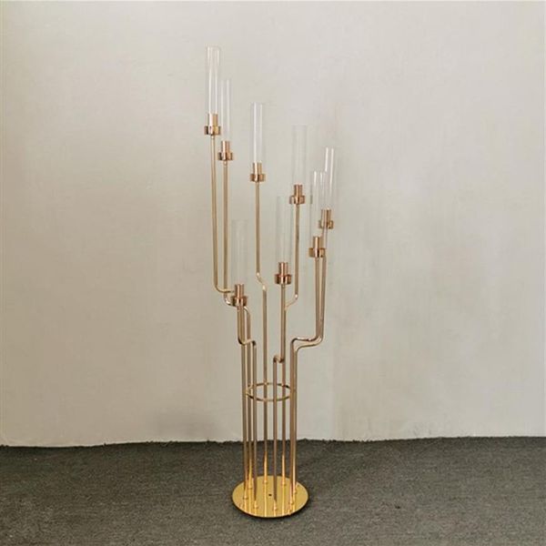 Candelabros de metal, castiçais acrílicos, peças centrais da mesa de casamento, candelabros para decoração de casa, 284v