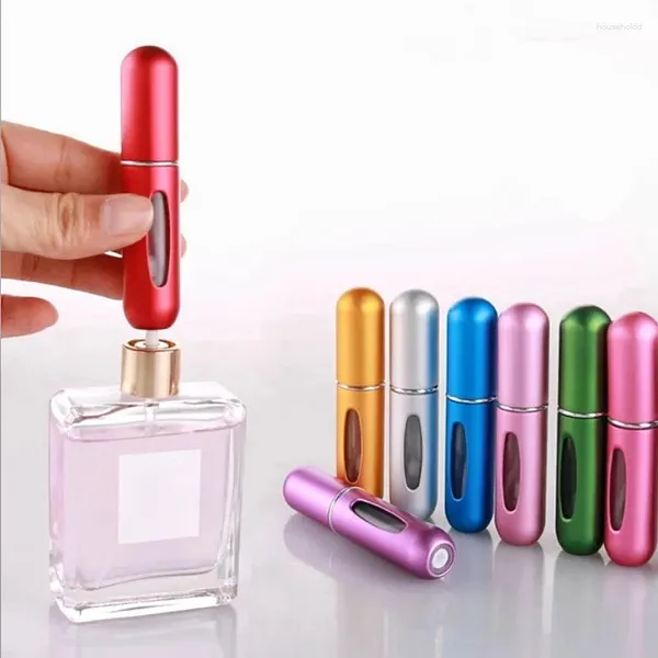 Aufbewahrungsflaschen 5 ml Parfüm-Sprühflasche Mini nachfüllbare Nachfüllung Tragbares Glas Duftpumpe Leere Aluminium-Kosmetikbehälter Zerstäuber Reise