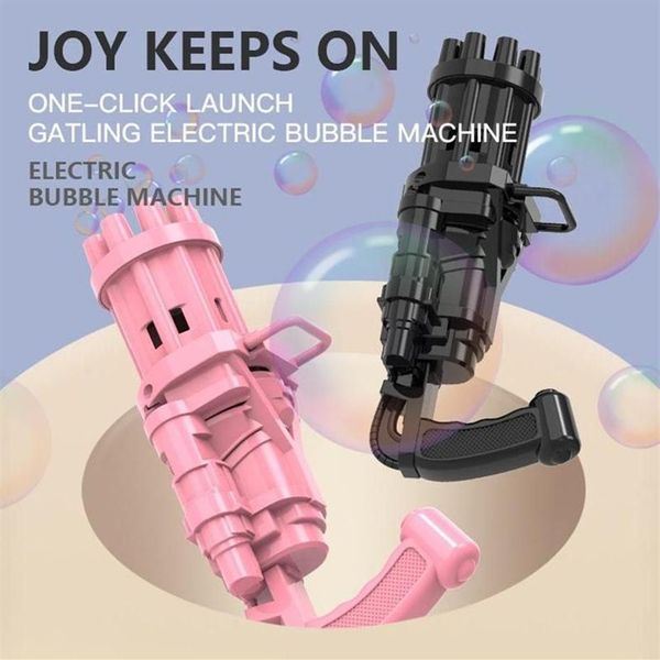 Crianças novidade jogos favor automático gatling bolha arma brinquedos verão sabão água bolhas máquina 2-em-1 elétrica para crianças presente toy192j