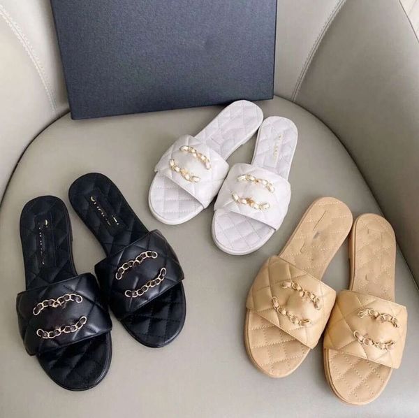 Sandálias deslizantes metálicas de luxo mulher sandália marca flip flops para mulheres de alta qualidade elegante chinelo moda clássicos sapatos planos tamanho