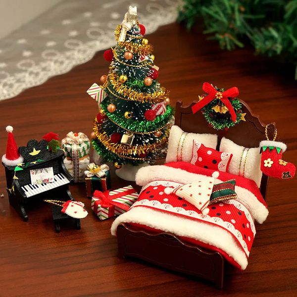 DIY Ahşap Bebek Ev Aksesuarları Kit Minyatür Mobilya Işık Casa Dollhouse Oyuncaklar Yetişkinler İçin Oda Kutusu Çocuklar Noel Hediyeleri 240129