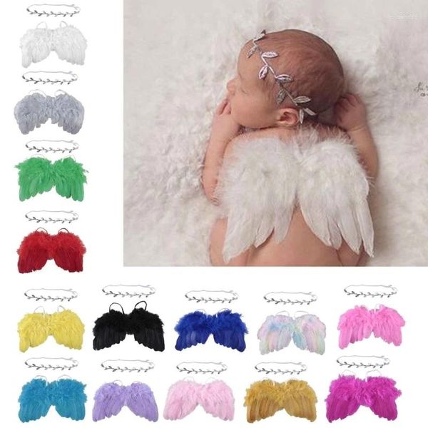 Conjuntos de roupas nascidos a 12 meses bebê cosplay anjo fada traje asas com folhas bandana pogal adereços infantis meninas poshoot