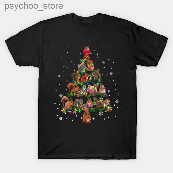 Herren T-Shirts Eichhörnchen Weihnachtsbaum Weihnachtsgeschenk T-Shirt 100 % Baumwolle O-Ausschnitt Sommer Kurzarm Casual Herren T-Shirt Größe S-3XL Q240130