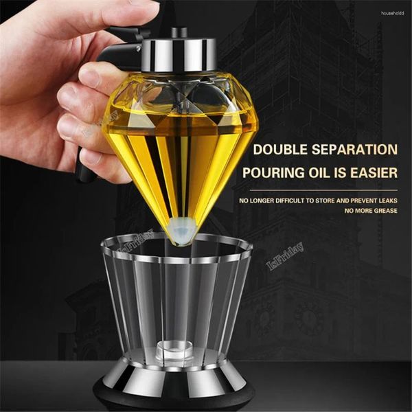 Bottiglie di stoccaggio Dispenser di miele da 200 ml con supporto Utensili da cucina per bottiglie multifunzione in vetro a forma di diamante di grande capacità