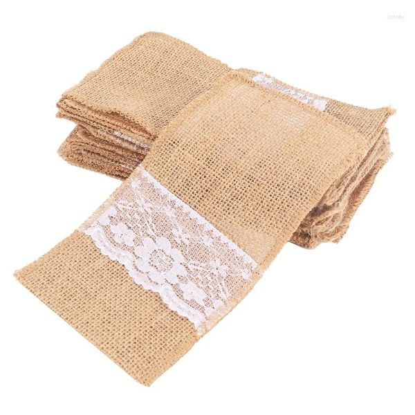 Geschirr Sets Jute Besteck Tasche Halter Natürliche Messer Und Gabeln Set Hochzeit Vintage Tisch Dekoration Für Weihnachtsfeier