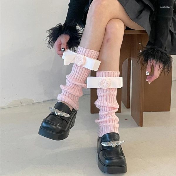 Calzini da donna Lolita Fiocco floreale Ragazza Mucchio di Kawaii Dolce Peloso Gotico Cosplay Cotone spesso termico Donna