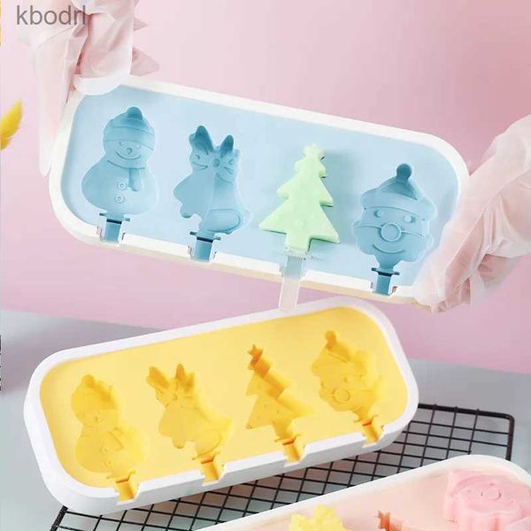 Ferramentas de sorvete molde de silicone com tampa dos desenhos animados frutas dinossauro picolé 3d chocolate doce fabricante de gelo molde de silicone yq240130