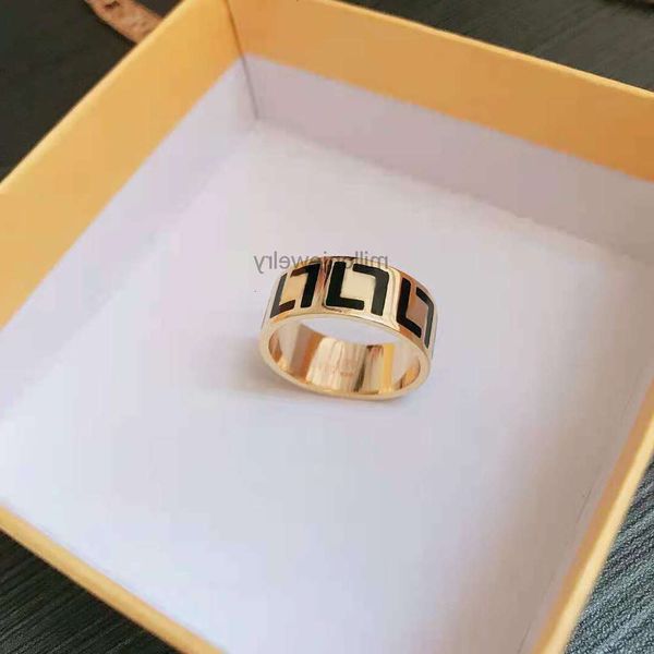 Gold Jewelry Designer Fende Rings F Di Letter che lascia cadere Coup Couple Made in ottone Motiva di moda Simple smalto unisex dito unisex