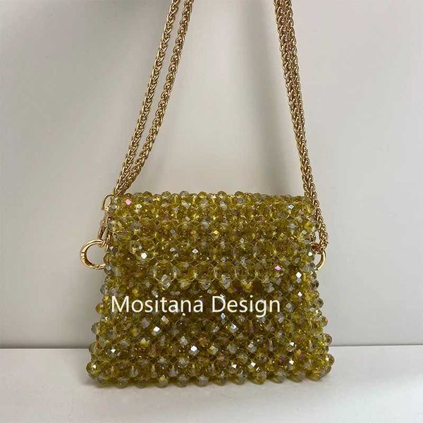 Borse da sera Borsa speciale con perline di cristallo Borse a tracolla da donna fatte a mano Catena di metallo Festa serale di lusso 2024 Estate Nuovo Blingbling Personalizzabile