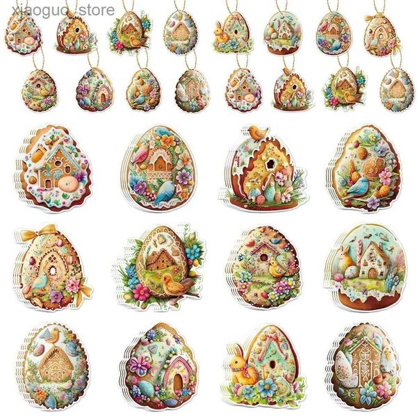 Sonstiges Partyzubehör für Veranstaltungen, 12 Stück, bunte Ostereier, Hängeanhänger, Osterhase, niedliches Kaninchen, Küken, DIY, Papieranhänger, Happy Easte Day, Partydekoration 2024, 240130