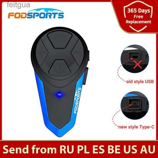 Walkie Talkie Fodsports BT-S3 Motorradhelm-Gegensprechanlage 1000M kabelloses Bluetooth-Headset wasserdicht BT Interphone Intercomunicador Moto FM YQ240130