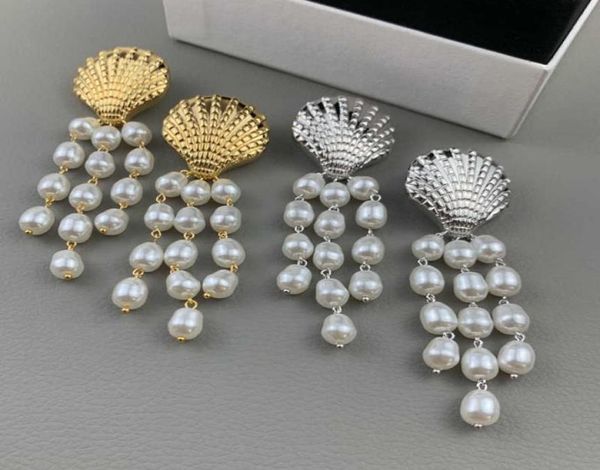 2022 di marca di moda gioielli di perle color oro conchiglia orecchini di design nappa perle festa di nozze marchio di lusso di alta qualità grande formato7735663
