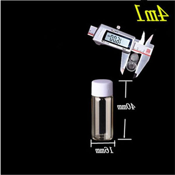 100 Einheiten 4 ml Glasflaschen mit Schraubverschluss, weißer Kunststoffverschluss, leere kleine Gläser, Fläschchen, Behälter, Neuankömmling, Abusl