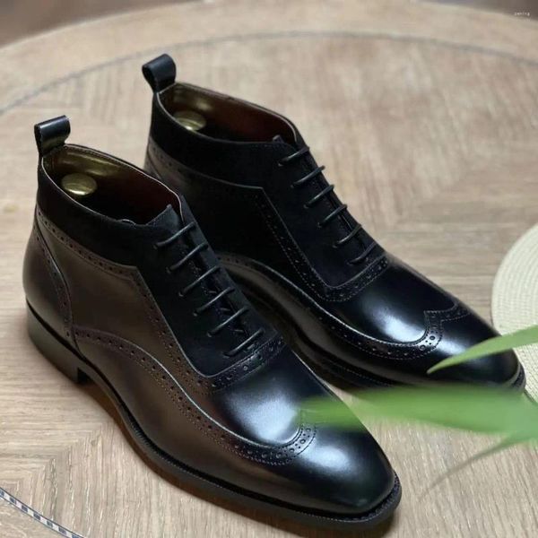 Scarpe eleganti Primavera Autunno Tendenza brogue in pelle da uomo alla caviglia britannica