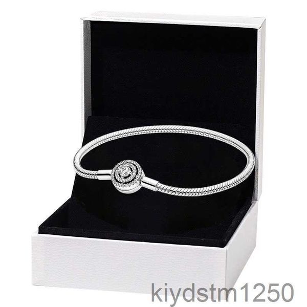 Funkelndes Doppel-Halo-Verschluss-Charm-Armband für Schlangenketten-Armbänder aus 925er-Sterlingsilber, Damen-Freundin-Geschenk, Handschmuck, mit Originalverpackung, 6mpo