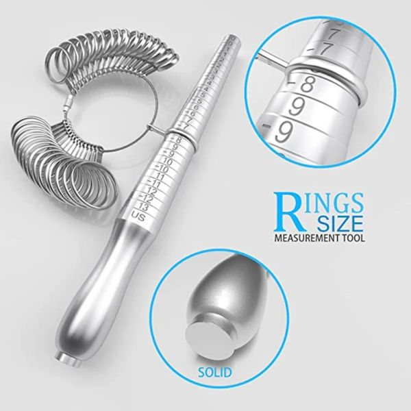 Attrezzature Il set di strumenti per la misurazione della dimensione dell'anello include il misuratore della dimensione dell'anello, il nucleo dell'anello, il martello per i gioielli, il regolatore della dimensione dell'anello, l'asta di lucidatura