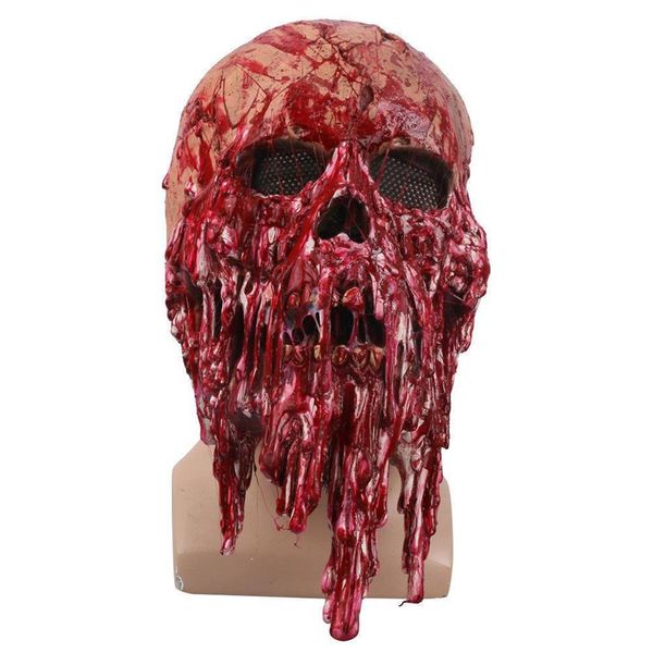 Halloween Scary Erwachsene Männer Blutige Zombie Skelett Gesichtsmaske Kostüm Horror Latex Masken Cosplay Phantasie Maskerade Requisiten T200116299S