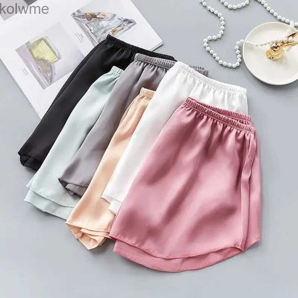 Leggings femininas moda gelo seda calças de segurança mulheres verão sexy legal conforto sleep bottoms simples casa shorts senhoras pijama roupa interior yq240130