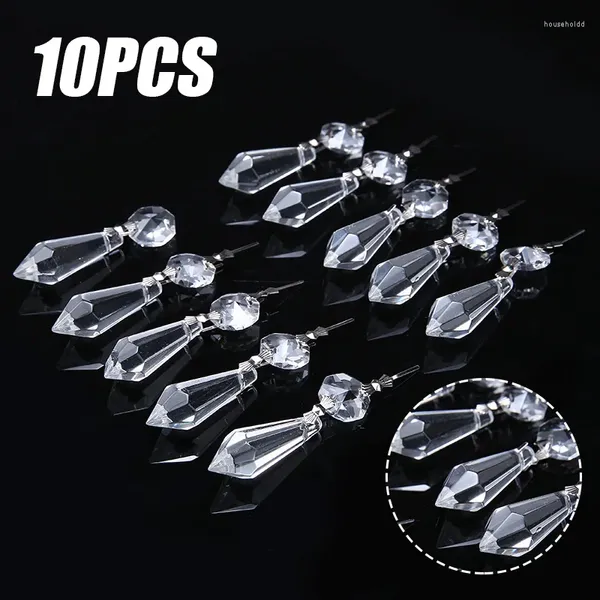 Estatuetas decorativas 10x prismas de cristal claro lustre lâmpada peças de sincelo pendurado gotas pingentes 38mm lustres