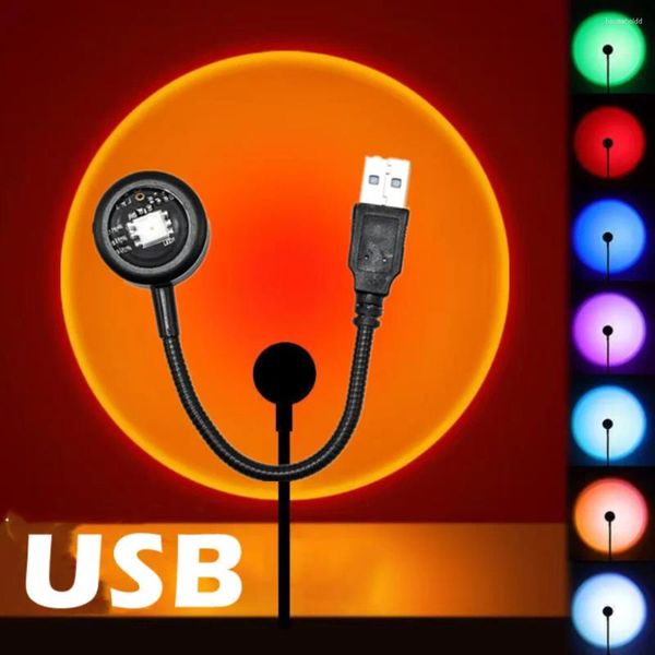 Gece Işıkları LDHLM Gün batımı lambası LED USB Rainbow Neon Işık Projektör Pogerya Duvar Atmosfer Aydınlatma Yatak Odası Dekor Hediye