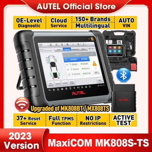 Диагностические инструменты Autel MaxiCOM MK808S-TS TPMS Pro, автомобильный сканер, программирование активных тестов шин, обновленная версия MK808TS