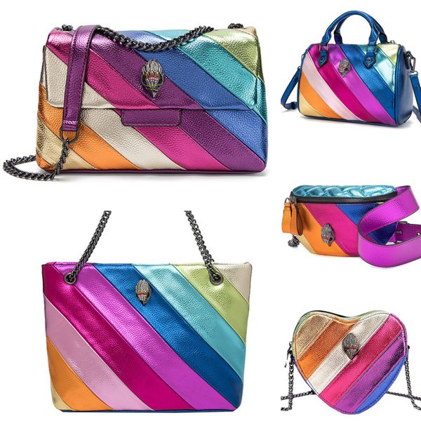 Kurt Geiger Borsa Grande Kensington Love Heart Borse a tracolla Mini Borsa a catena Donna Borsa a tracolla in pelle di mucca arcobaleno Aquila Borsa a tracolla da 37 cm Grils Qute Borse