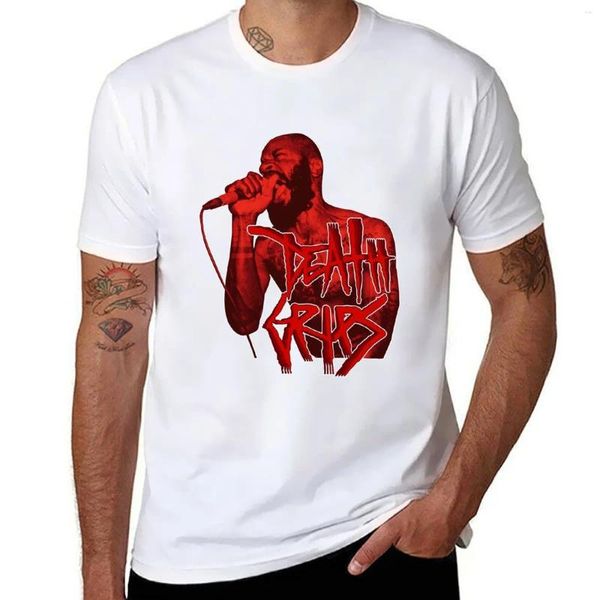 Polos masculinos Death Grips cor vermelha camiseta oversized blusa personalizada roupas masculinas