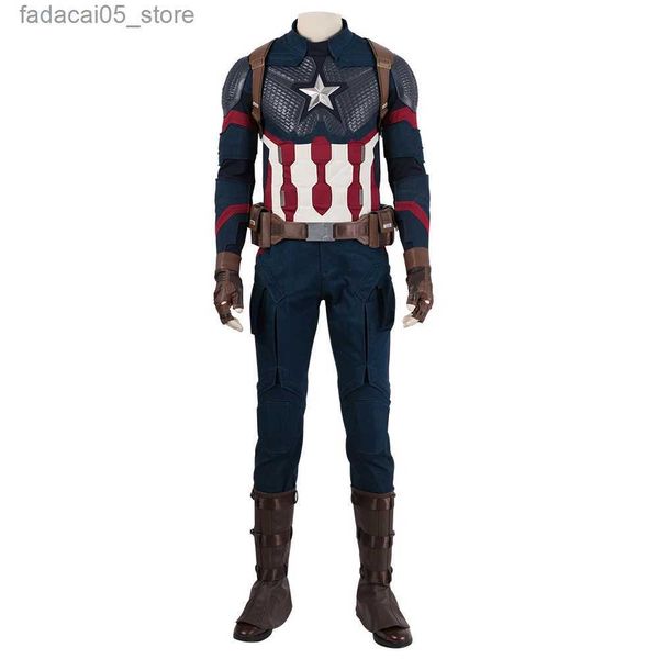 Thema Kostüm Captain cos America Steve Rogers Cosplay Helm Kommen Weste Riemen Helm Schuh Erwachsene Männer Uniform Outfit Halloween Kommen Q240130