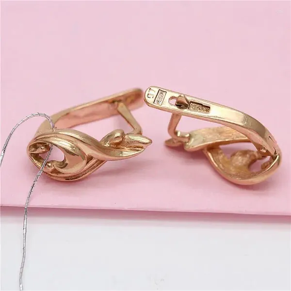 Orecchini pendenti russi 585 viola oro rosa placcati vuoti con gioielli personalizzati alla moda 14K per stile femminile