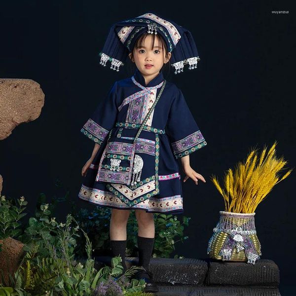 Roupas étnicas 61 Minoria Infantil Miao Girl's Zhuang Pettiskirt Trip Shoot Roupas