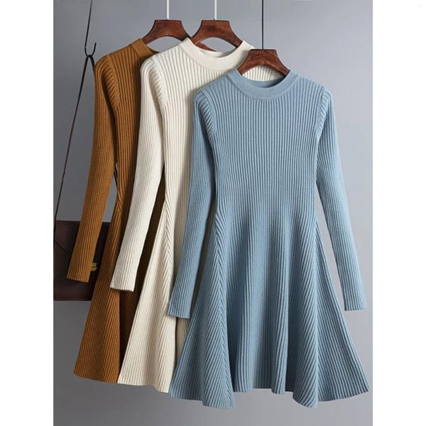 Casual Kleider Herbst Winter Kurze Aline Dicken Pullover Kleid Frauen Grundlegende Elegante Strick Dünne Mini Weibliche Sexy Damen Kleidung