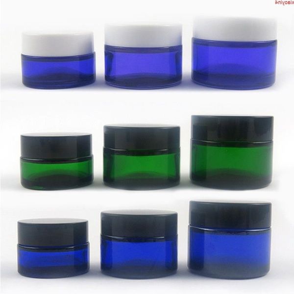200 x 20 g, 30 g, 50 g leere violette Glasgefäße für Kosmetika, blaue Glascremetiegel, Kosmetikverpackungen mit Deckel, schwarze Kunststoffkappen, hochwertige Kaps