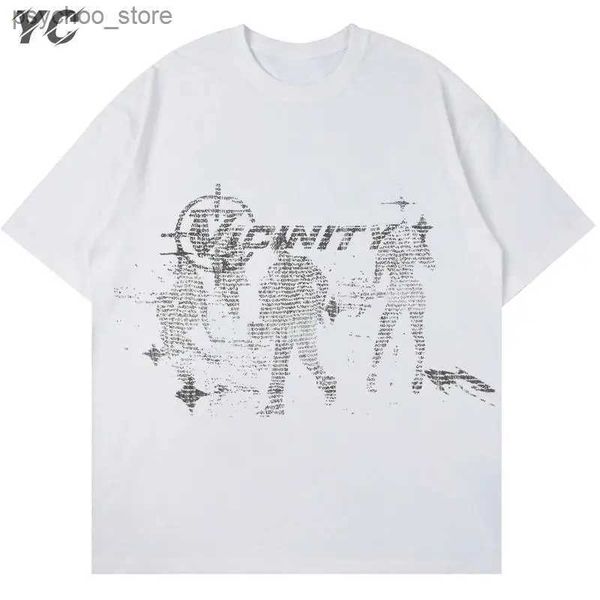 Herren T-Shirts Vintage Gothic Übergroßes Herren T-Shirt Harajuku Hip Hop Tops Ästhetischer Grafikdruck Y2k Kleidung Streetwear Mode Koreanische T-Shirts Q240130