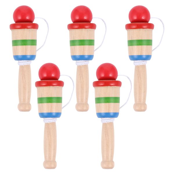 5 PCs Kendama Cup Toys Outdoor Catch Kadoma Game Squiz Kendall Ball Ball Wood Toy Wood Japanese de madeira 240126