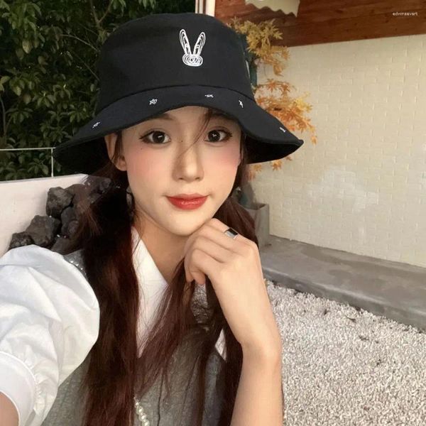 Berretti stile coreano estivo tinta unita per donna viaggio spiaggia stella berretto cappello da pescatore protezione solare secchiello